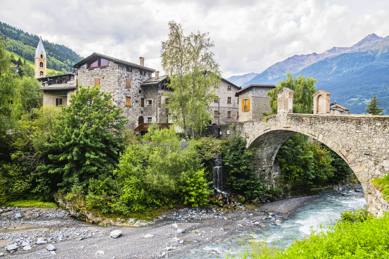 Ponte di Combo is the historic bridge of medieval origin of Bormio