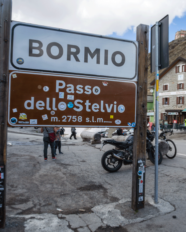 Stelvio Pass, Italy, June 20, 2019 - It is the highest automobile pass in Italy, 2758 metres and the second highest in Europe, located between Trentino-Alto Adige and Lombardy, Italy.